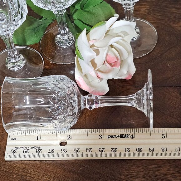 Cristal d'Arques Longchamp Cordial Glasses 4.5" cut crystal 1980s France vintage - Picture 5 of 6